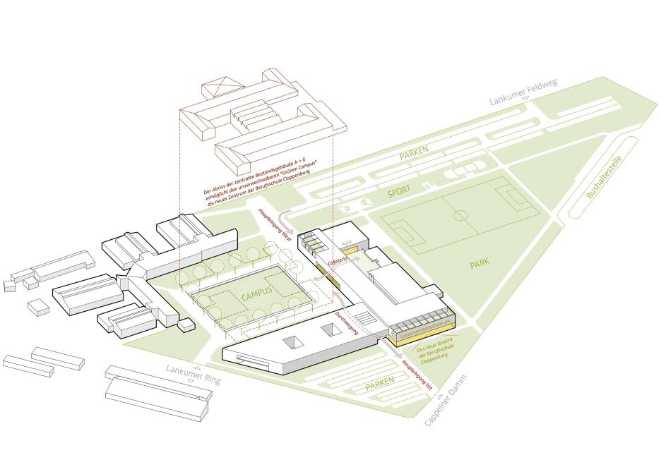Axonometrie Städtebau I Freiraum I Erschließung